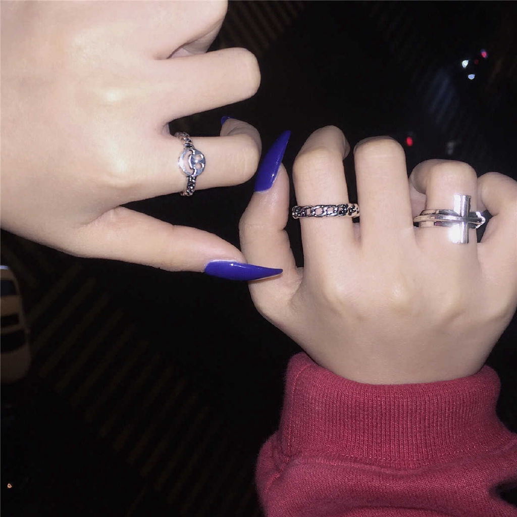 Nhẫn thép titan phong cách Hàn Quốc đơn giản và sành điệu dành cho cặp đôi