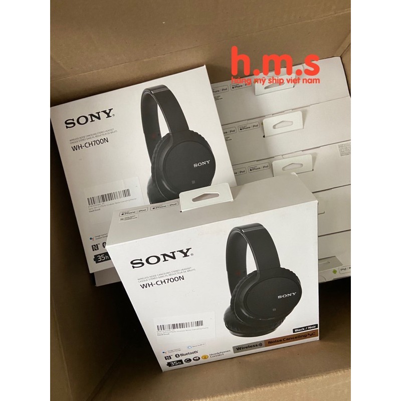 Sony - Tai nghe nhét tai chống ồn không dây WH-CH700N - Đen | Hàng Chính Hãng