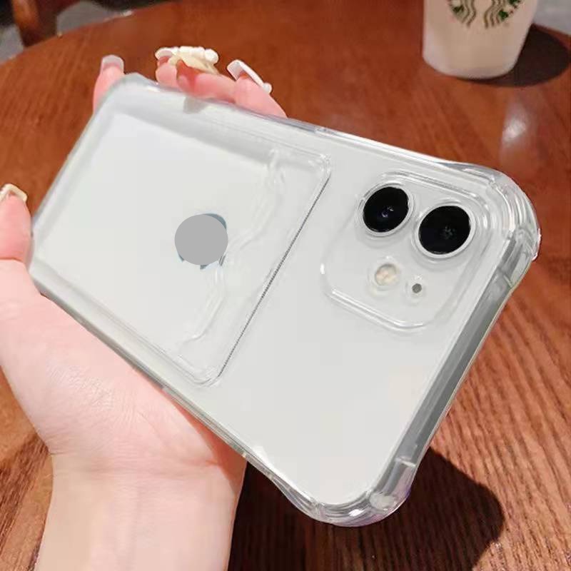 Ốp lưng TPU Mềm Trong Suốt Có Ngăn Đựng Thẻ Dành Cho iPhone 13 11 12 Pro Max XS Max XR X 7 8 Plus 13 Pro Max