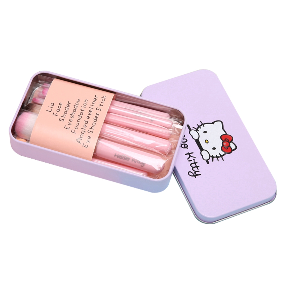 Bộ 7 cọ trang điểm chất liệu nylon màu hồng dễ thương