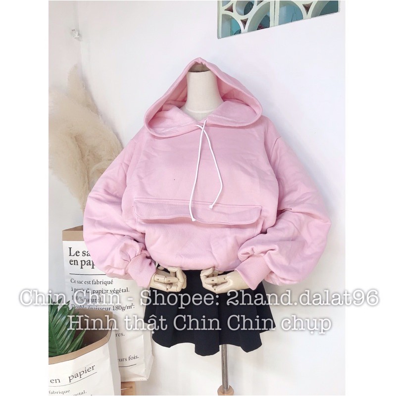 [ hoodie new ] Áo hoodie màu hồng cho nữ Túi to