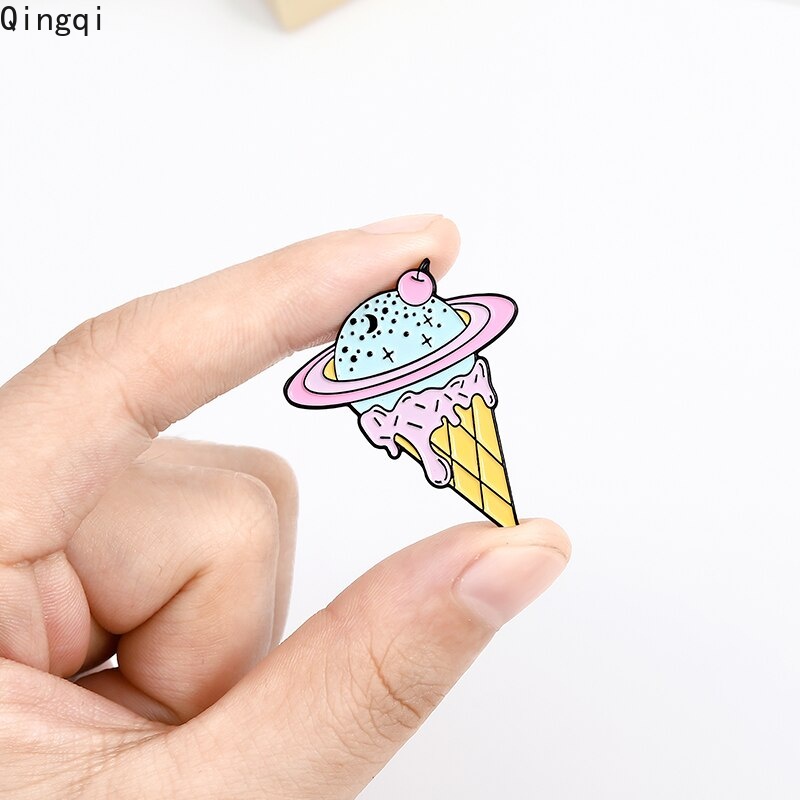 Trâm cài áo Miss Zoe hình cây kem hành tinh hoạt hình nhiều màu phong cách dễ thương