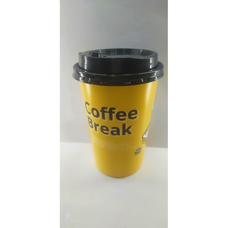 50 Ly Giấy In Hình Coffee Break 16oz – 450 ml Có Nắp | Ly giấy cafe | Ly giấy 500ml | Ly giấy đựng cà phê | Cốc giấy