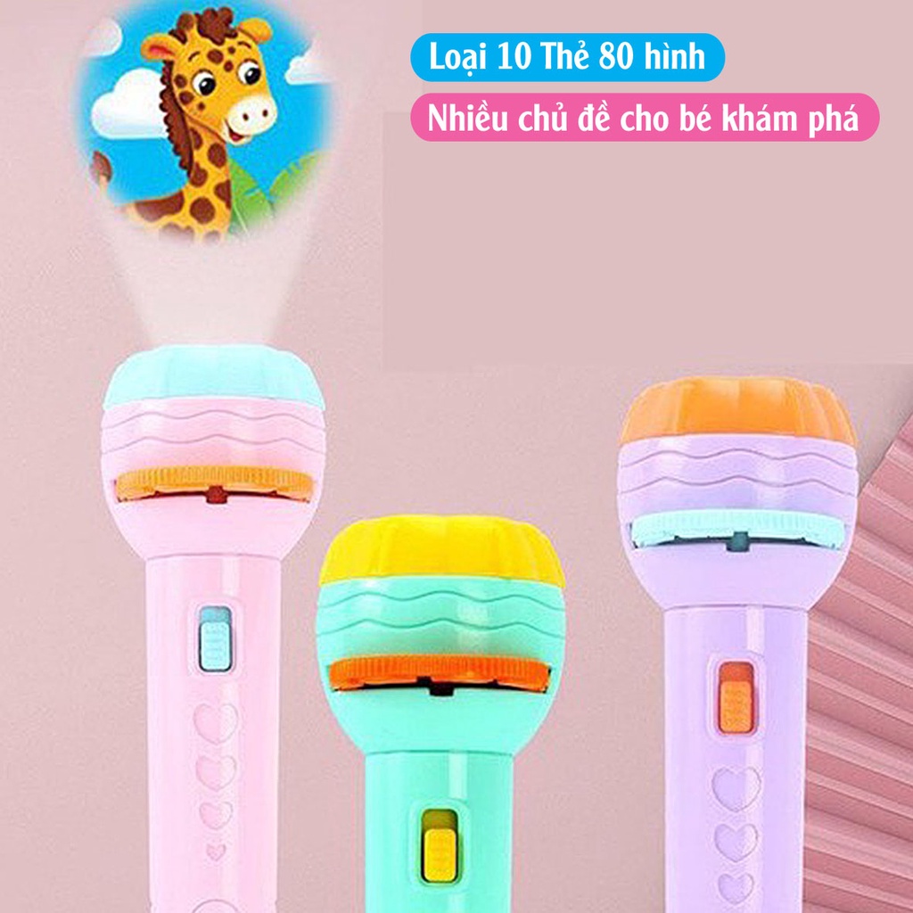 Đèn Pin Chiếu Cho Bé khám Phá Thế Giới - đèn chiếu mini (nhiều chủ đề - Loại mới 10 thẻ 80 hình)