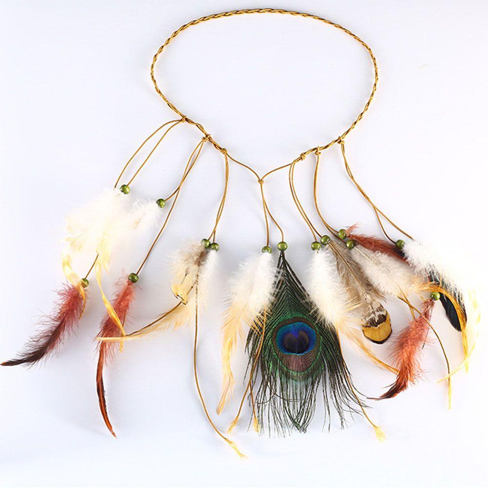 Băng Đô Cài Tóc NICKOLAS Đính Lông Vũ Phong Cách Boho Thời Trang Cho Nữ
