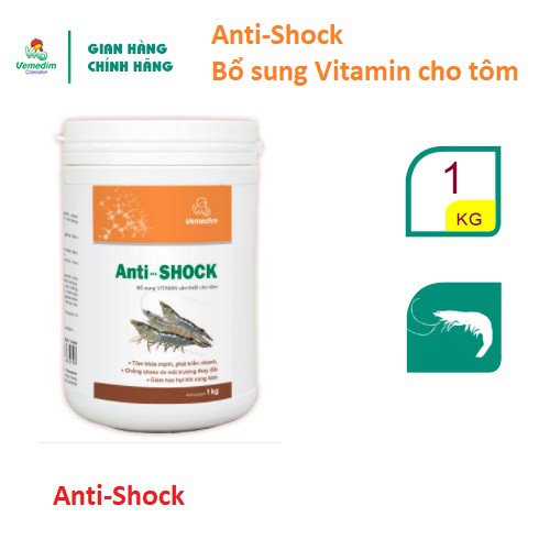 Vemedim Anti-Shock tôm bổ sung vitamin tăng đề kháng, giúp tôm khỏe, lon 1kg