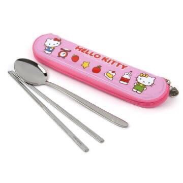 [ LOCK&amp;LOCK CHÍNH HÃNG ] Bộ Muỗng Và Đũa Bằng Thép Không Gỉ Hello Kitty Lock&amp;Lock