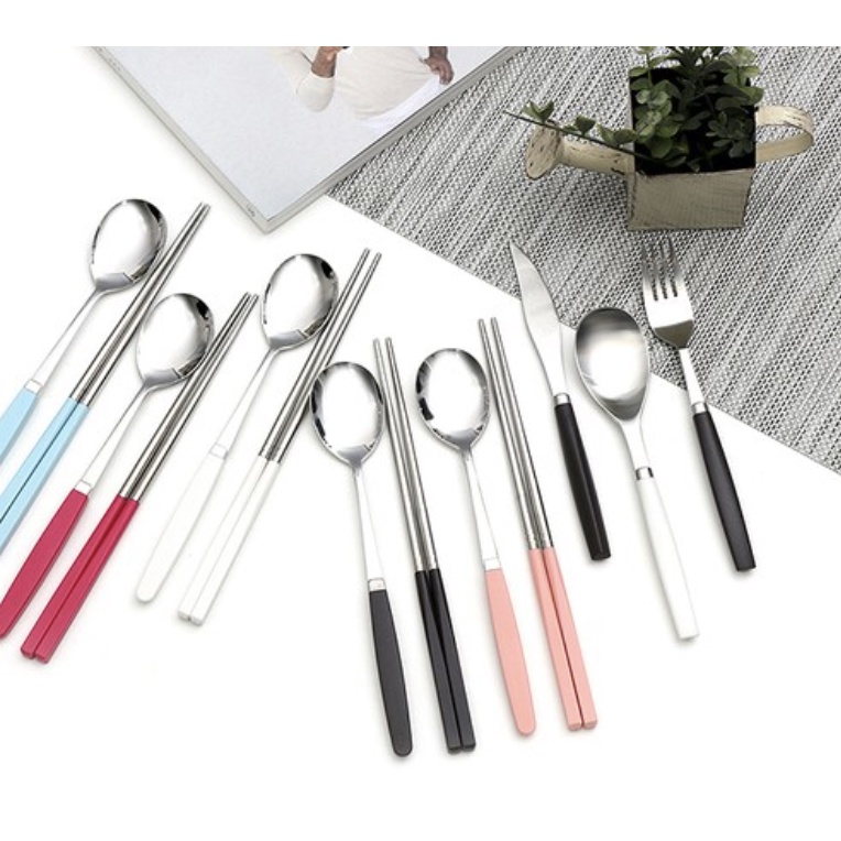 [Nội địa Hàn Quốc] Bộ thìa đũa thép không gỉ cao cấp Hàn Quốc thương hiệu RAONNURI gồm 4 bộ đũa thìa