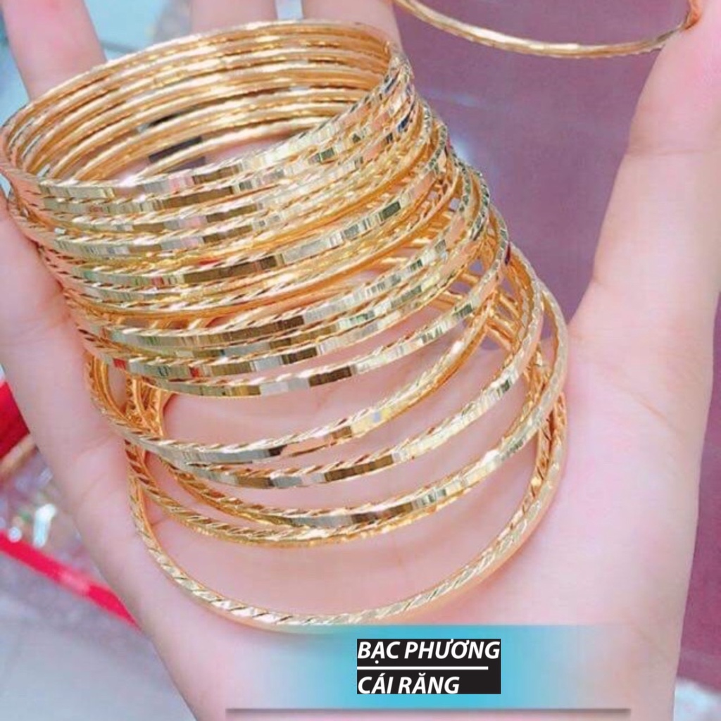 BỘ 7 VÒNG XIMEN BẢN VUÔNG HỌA TIẾT CẮT MÁY MẠ VÀNG 18K