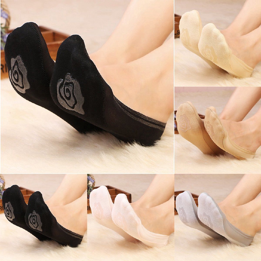 Đôi tất thiết kế chống trượt hình hoa hồng chất liệu cotton