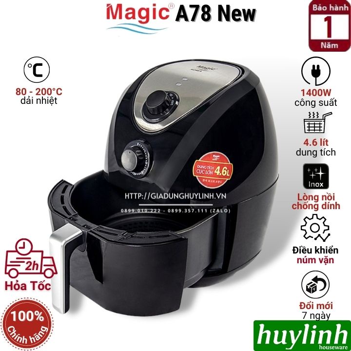 Nồi chiên không dầu Magic Korea A78 - A802 - 4.6 lít - 1500W
