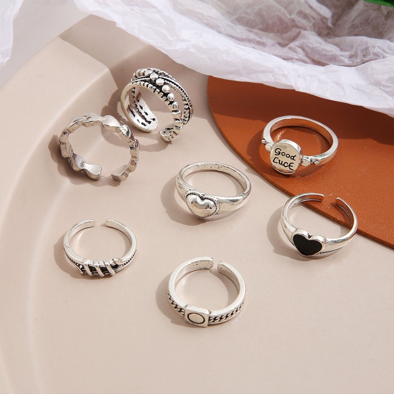 Bộ 7 / 8 Nhẫn Đeo Khớp Ngón Tay Mạ Bạc Phong Cách Vintage Cho Nữ