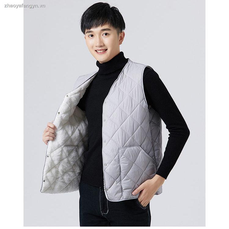 Áo khoác phao không tay lót nhung cotton dáng ngắn thời trang mùa đông dành cho nam