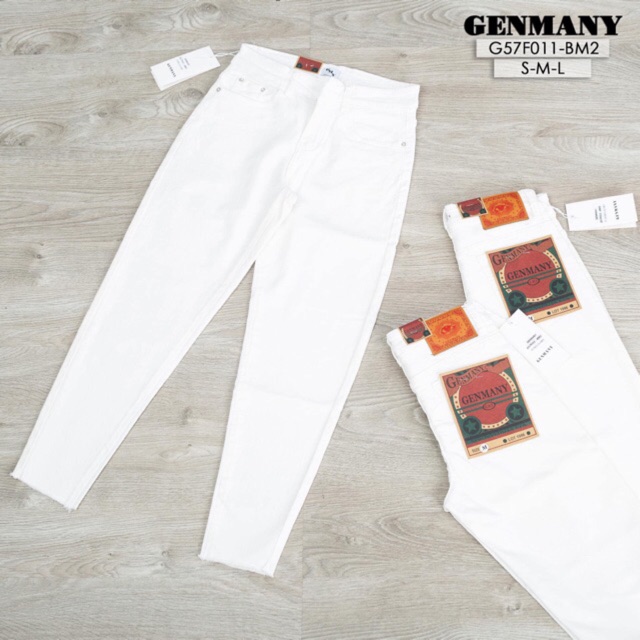 Quần baggy jeans Trắng vải dày lưng cao- hàng cao cấp hình thật 100%