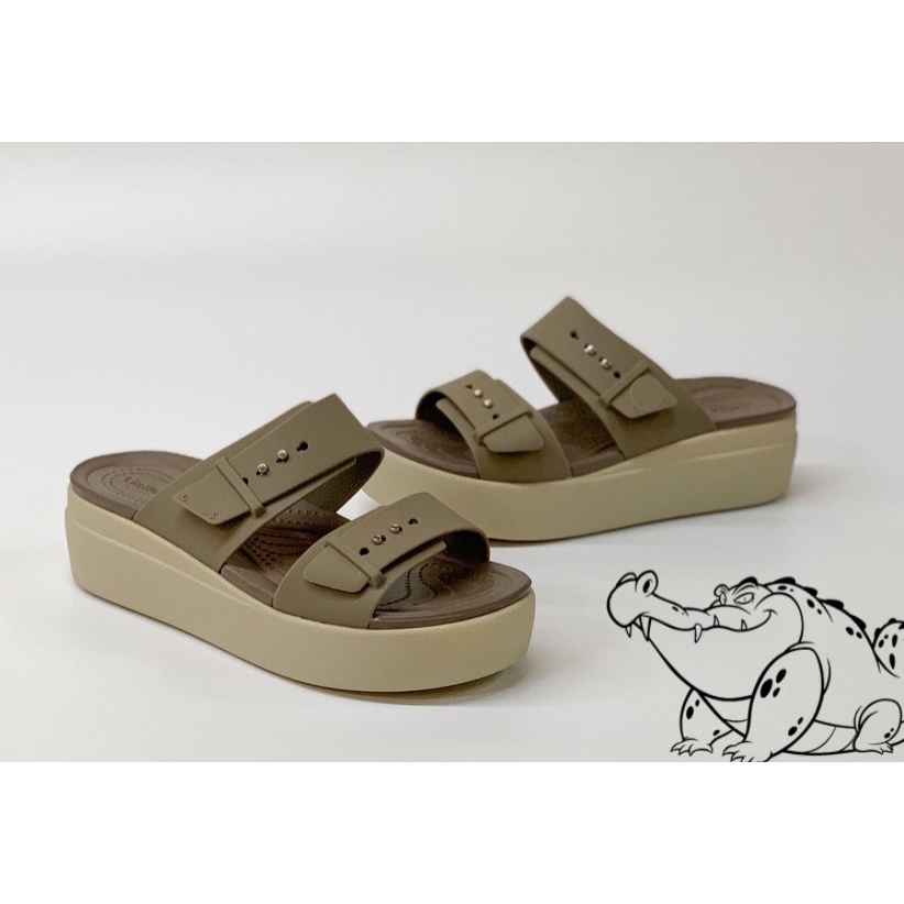 CrocsFanClub -  Dép lê brooklyn 2, kiểu cài khuy linh hoạt, đế cao 5cm cho nữ - PB138
