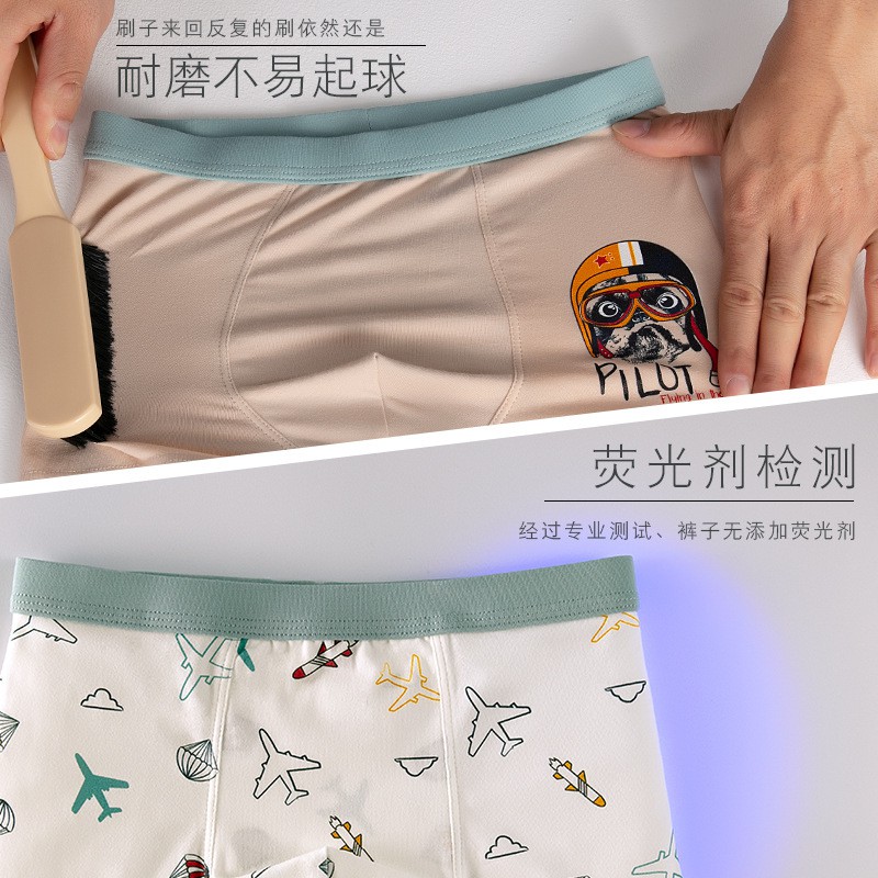 Bộ 2 Quần Lót Boxer Cotton In Họa Tiết Hoạt Hình Cho Bé Trai