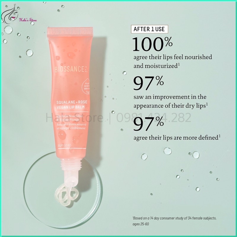 Son dưỡng môi cao cấp Biossance Squalane + Rose Vegan Lip Balm