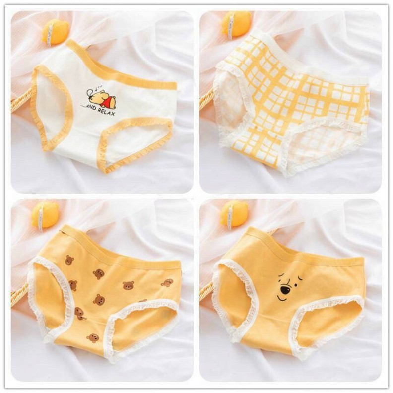 Quần lót cotton hình gấu cute 616 nội y xanh chất đẹp