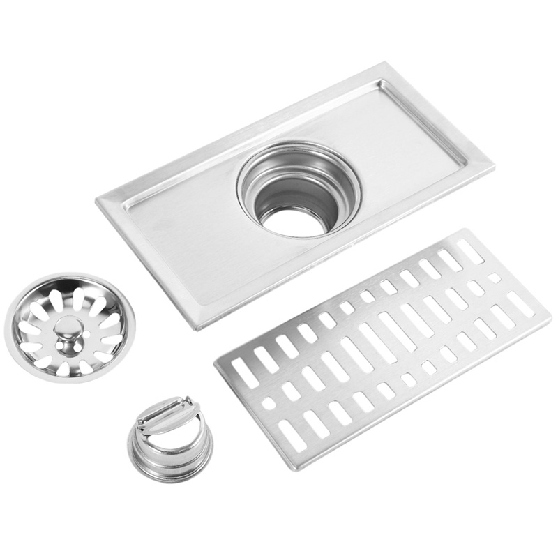 Nắp đậy cống thoát nước sàn nhà tắm bằng thép không gỉ 20cm x10cm tiện dụng