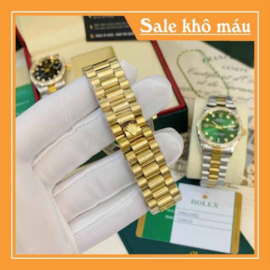 [Fullboxx 1:1] Đồng hồ pin nam Rolex - viền đá dây kim loại chống nước - bảo hành 12 tháng + pin dự phòng