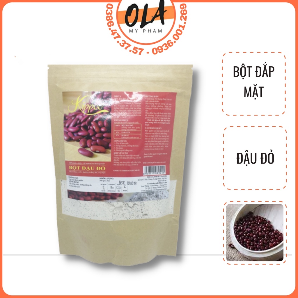 Bột đắp Mặt KIPPOO đậu đỏ 100% thiên nhiên - mỹ phẩm ola