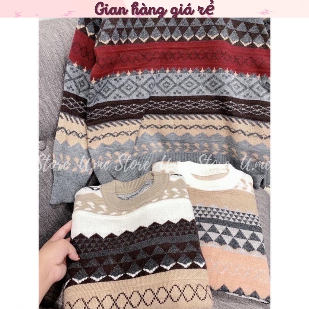 Áo len nữ hoa tiết Thổ Cẩm form rộng dài tay Ulzzang trẻ trung chất mềm mại hàng Quảng châu loại 1
