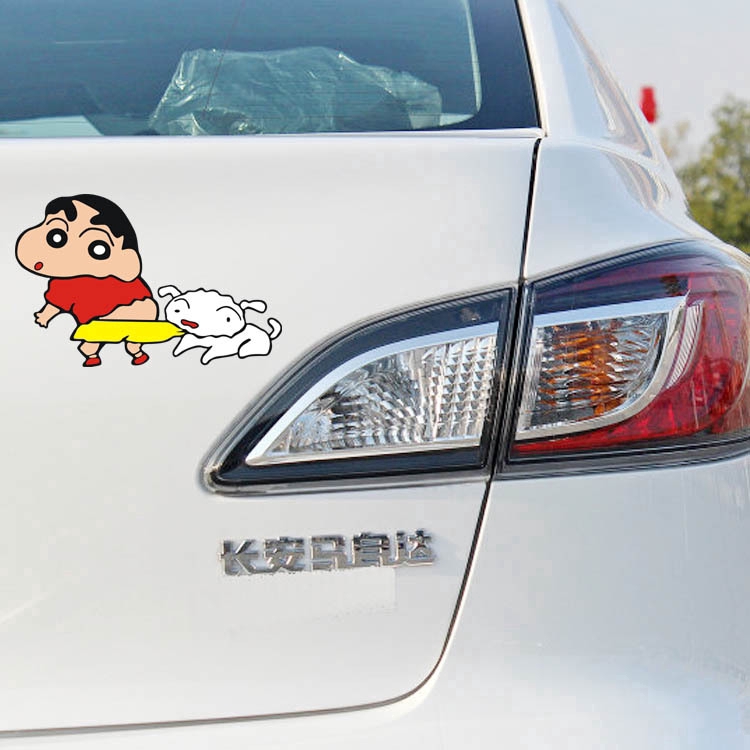 Miếng Dán Trang Trí Xe Hơi / Xe Máy Họa Tiết Hoạt Hình Cậu Bé Bút Chì Dễ Thương