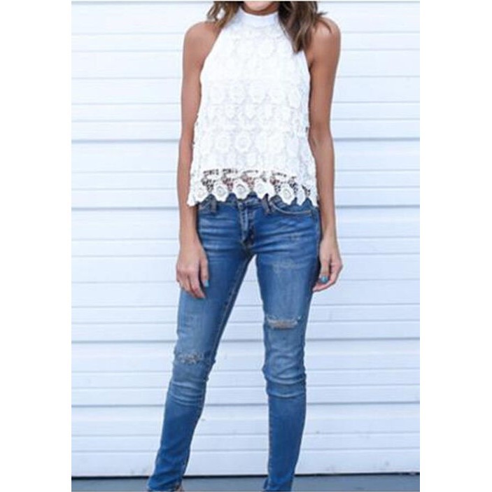 ☛☏❤Womens Summer Loose Casual Chiffon Lace Sleeveless Vest Blouse | BigBuy360 - bigbuy360.vn