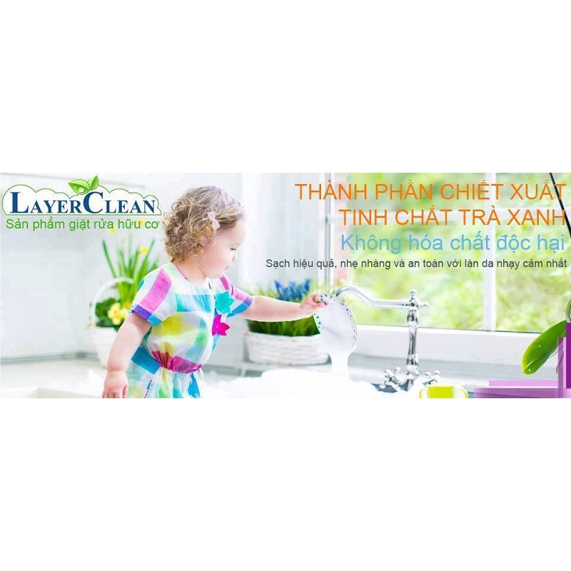 Nước rửa chén Hữu cơ LayerClean 800ml hương quả hồng - Sạch nhanh, diệt khuẩn, bảo vệ da tay