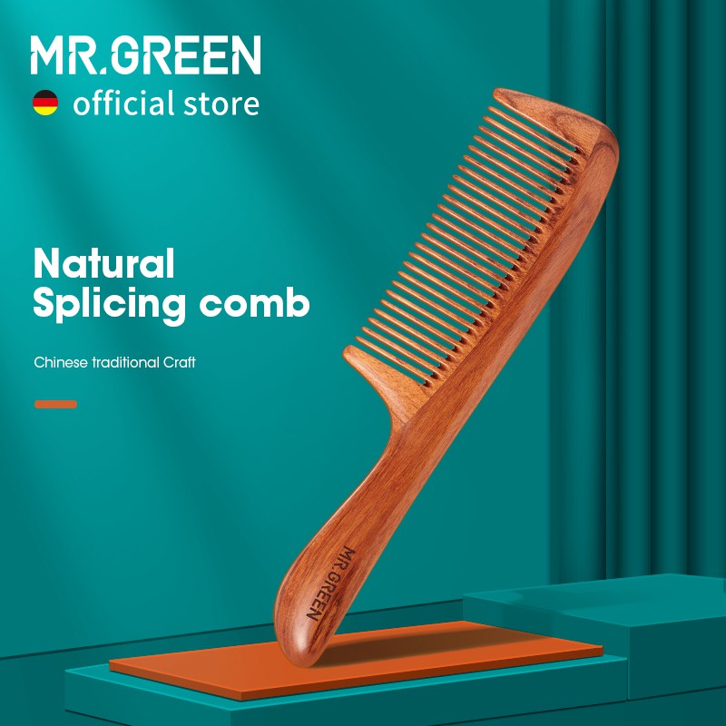 MR.GREEN Lược chải tóc bằng gỗ chống tĩnh điện mát xa da đầu hiệu quả