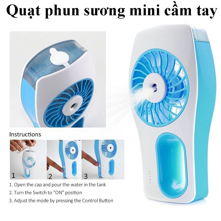 Quạt Phun Sương Tạo Ẩm, Quạt Phun Sương Cầm Tay Mini Làm Mát Không Khí - Khuếch Tán Tinh Dầu