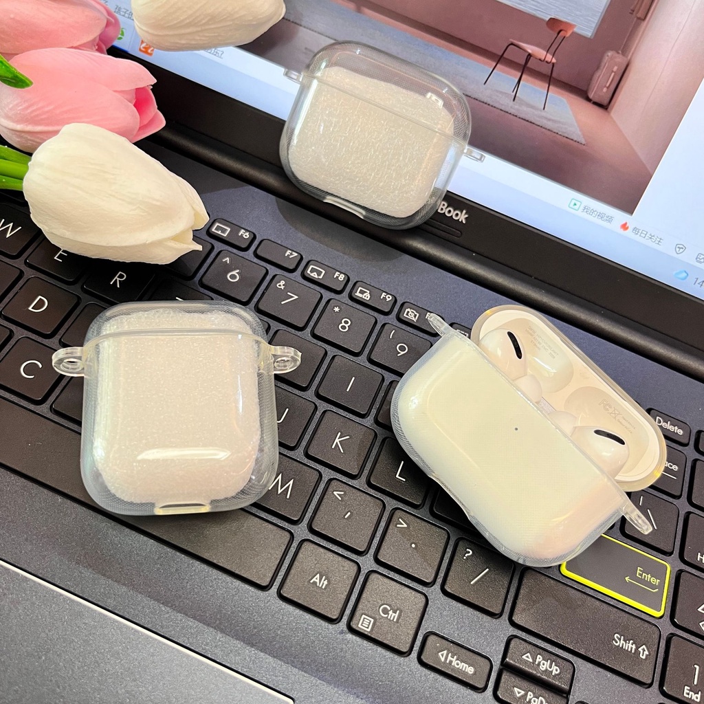 Vỏ Bảo Vệ Hộp Sạc Tai Nghe Bluetooth Airpods 1 2 Pro 3 2021 2 Móc Bằng TPU Mềm Trong Suốt