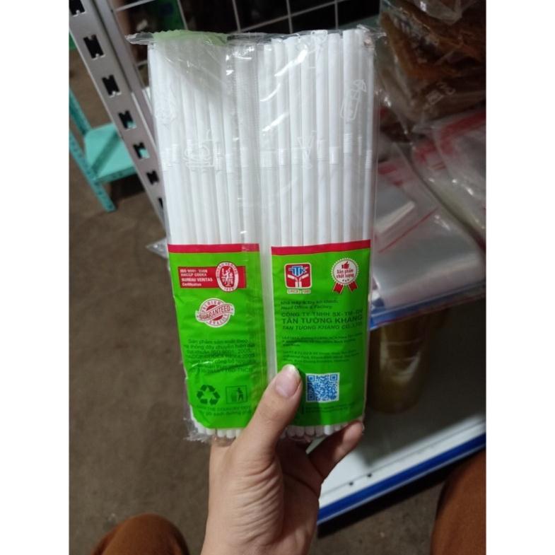 Ống hút gập nhựa trắng cao cấp (80 ống/gói) Tân Tường Khang Vi Tính 2T