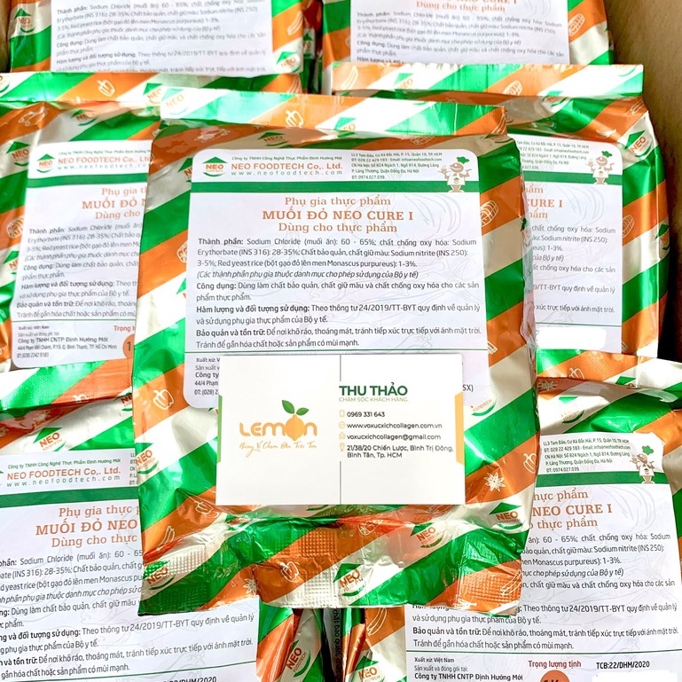 [100g-500g] Muối đỏ Neo Cure - Giữ màu đỏ cho các sản phẩm từ thịt như xúc xích, nem chua, lạp xưởng