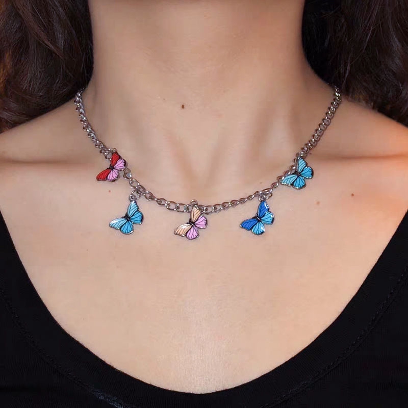 Dây Chuyền Mặt Bướm Cầu Vồng Phong Cách Vintage