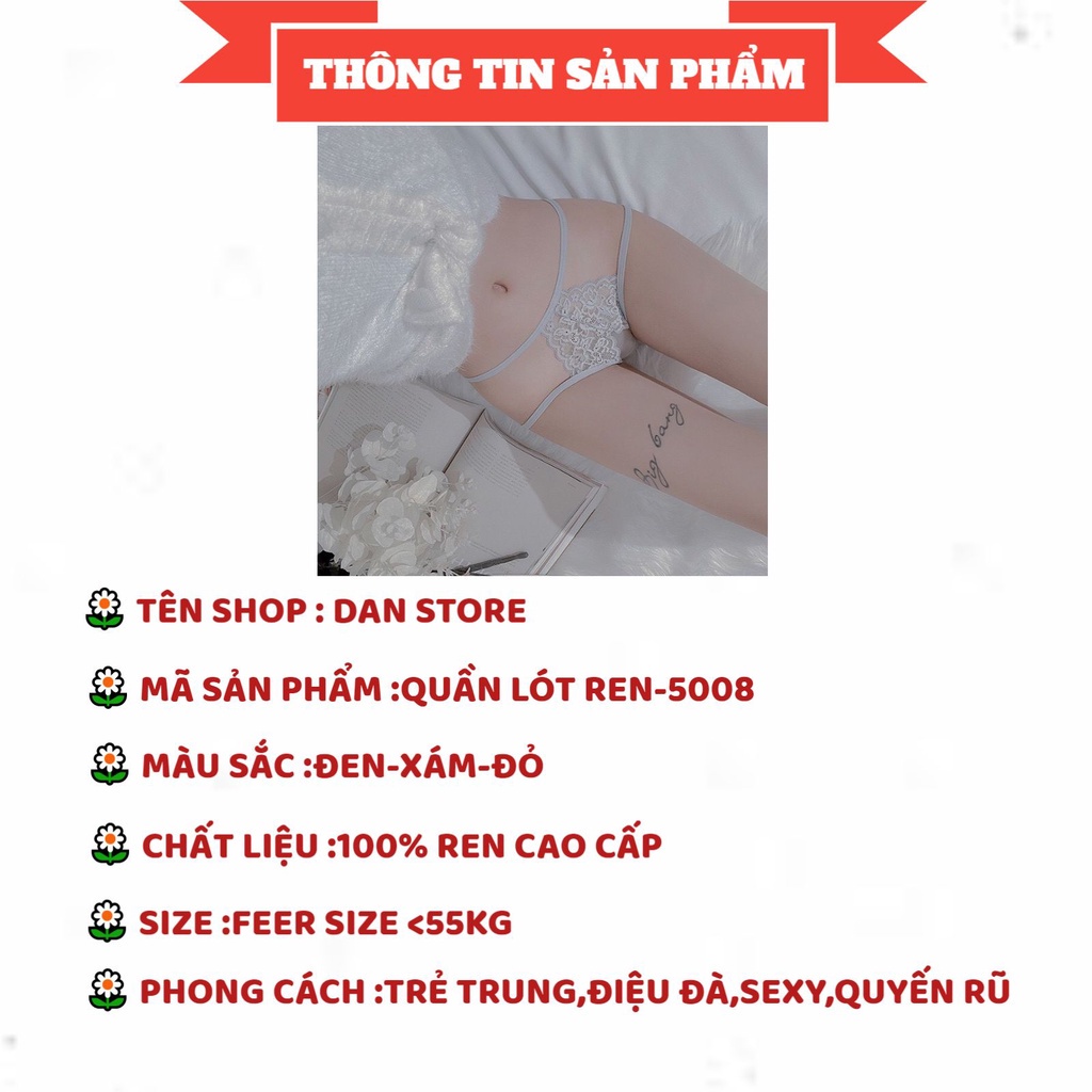 Quần Lót Nữ Hở Đáy - Quần Lót Ren thiết kế hở đáy đính nơ sau DAN STORE MÃ 5008
