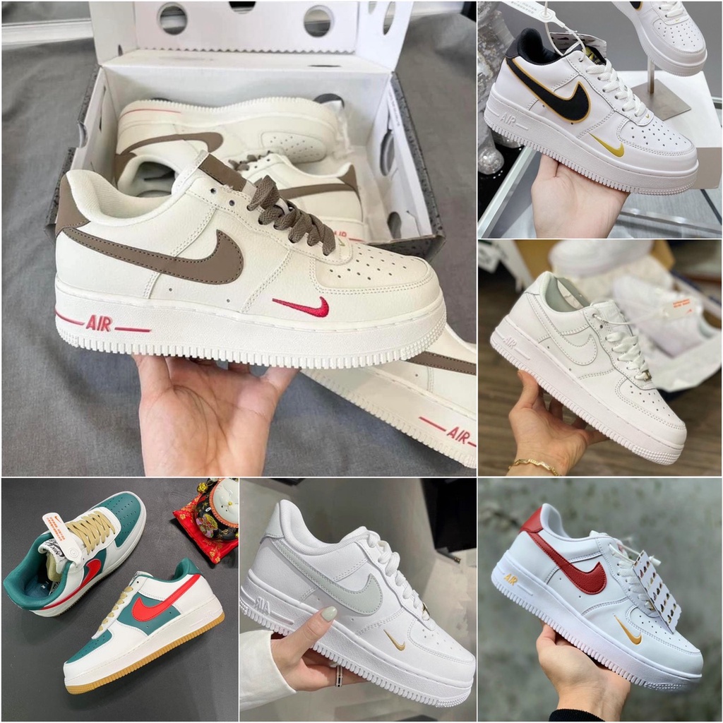 Giày nike_AF1 trắng Full, sneaker nike_air_force 1 vệt nâu White brown nam nữ cao cấp Box Bill hot 2022