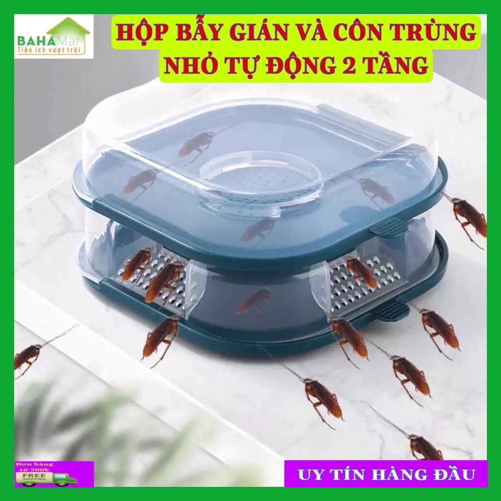HỘP BẪY GIÁN VÀ CÔN TRÙNG NHỎ TỰ ĐỘNG 2 TẦNG "BAHAMAR" Thiết Kế cửa để gián sẽ đi qua cửa sập không quay ra được