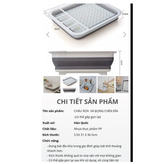 Chậu úp bát gấp gọn đa năng thông minh 2 in 1, nhựa PP cao cấp, tiện dụng (CHẬU ÚP BÁT)