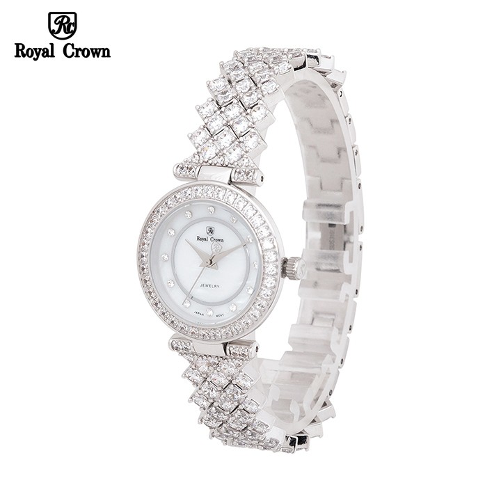 Đồng hồ nữ Chính Hãng Royal Crown 4617 dây đá vỏ trắng