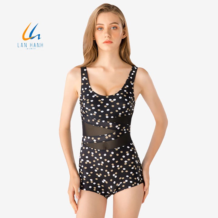 Đồ bơi một mảnh quần short &amp; có phối lưới Lan Hạnh 30081-DE201