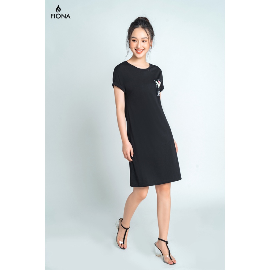 Đầm suông nữ Fiona chất cotton tay liền ngực in hinh bông hoa ly F429266