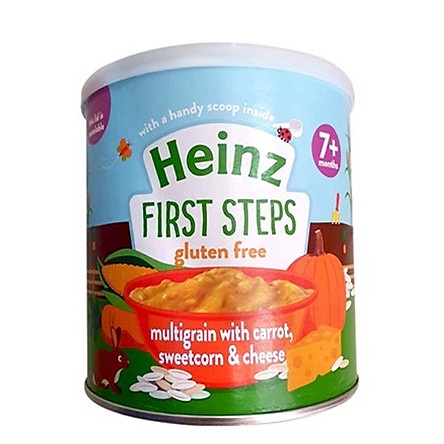 Bột ngũ cốc Heinz cà rốt, phô mai, bắp ngọt nghiền 7M (200g) date 2022