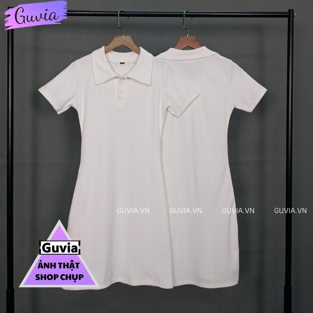 Đầm Váy Body CỔ POLO TRƠN Dáng Xoè Nữ Thun Kiểu Đẹp Ôm Gợi Cảm GUVIA