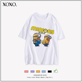 Áo thun đôi nam nữ tay lỡ form rộng dáng unisex  XOXO phong cách Nelly Ulzzang in hình Minion Xăm Mình