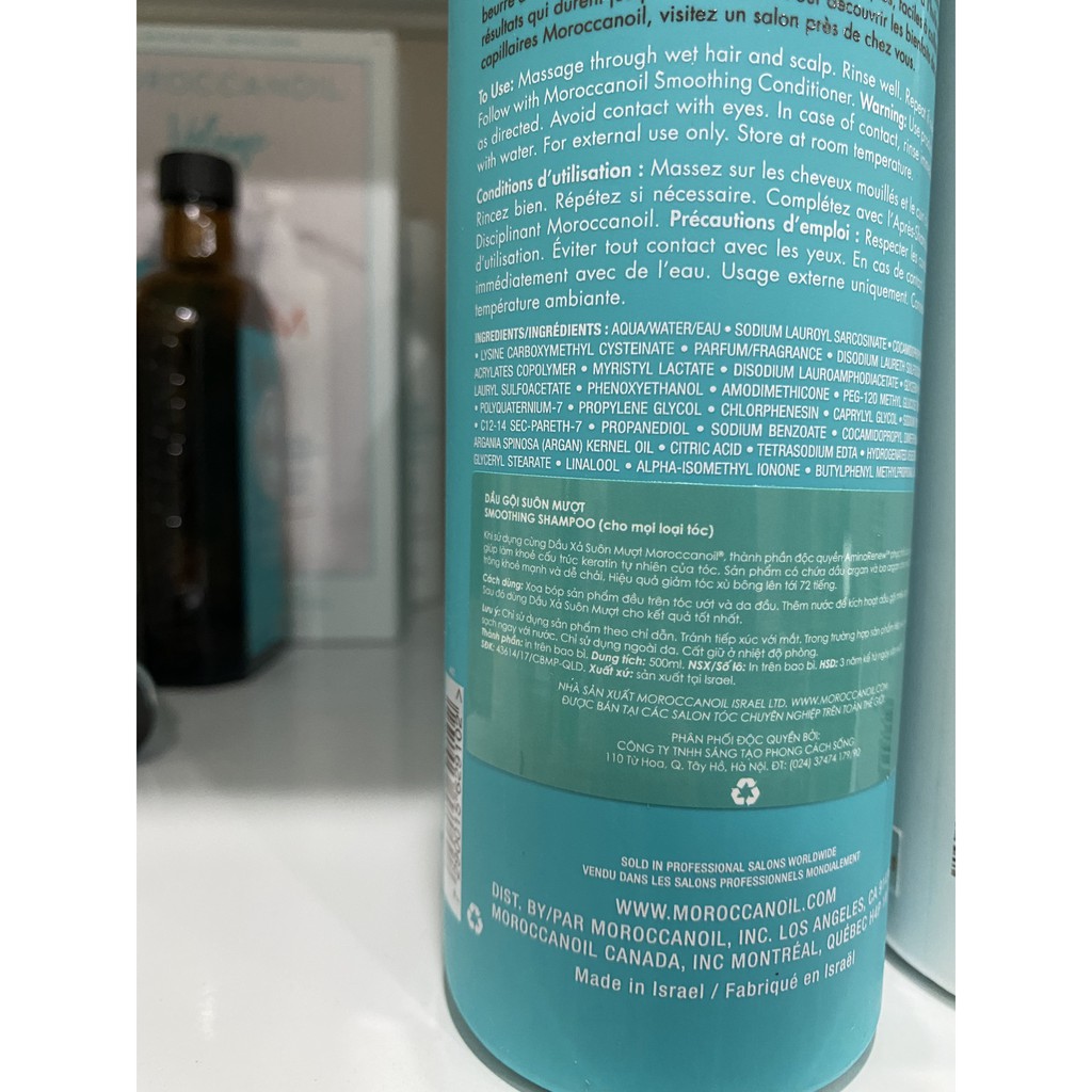 Dầu gôi xả suôn mượt Smooth Moroccanoil 250 ml -500ml -1000 ml