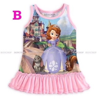 Đầm cotton in 3D công chúa Elsa và Sophia