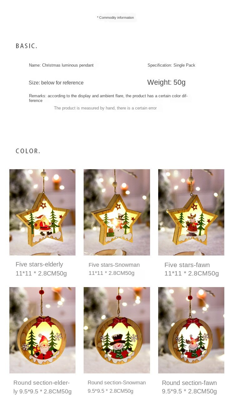 Mặt dây chiếu sáng bằng gỗ Trang trí cây thông Noel Wooden Lighting Pendants Christmas Tree Decor