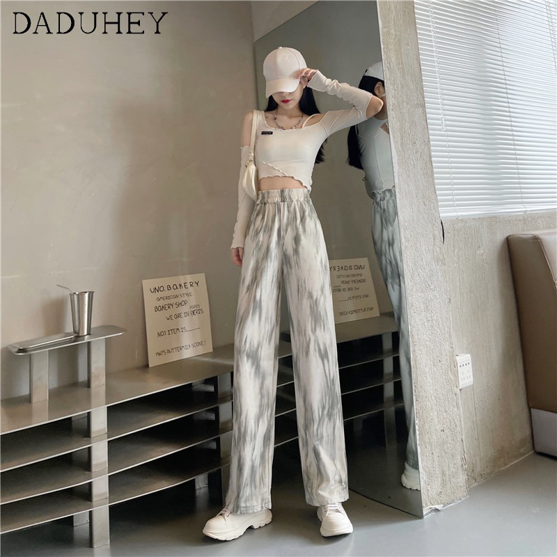 Quần thể thao lưng cao ống rộng nhuộm màu thời trang sành điệu cho nữ