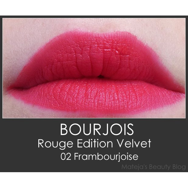 Son kem lì Bourjois Rouge Edition Velvet Lipstick #02 Frambourjoise - màu đỏ mẫu đơn